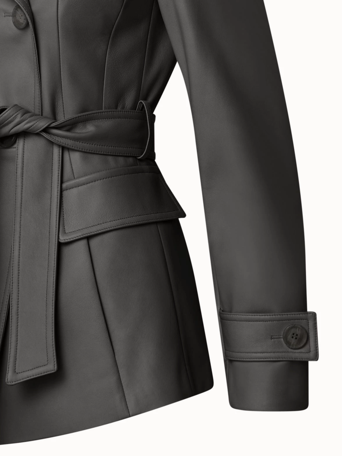 AKRIS Double-Breasted Lambskin Leather Jacket - Image 5