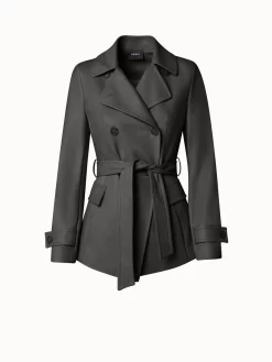 AKRIS Double-Breasted Lambskin Leather Jacket