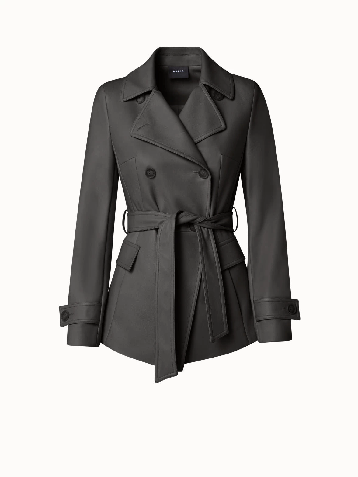 AKRIS Double-Breasted Lambskin Leather Jacket