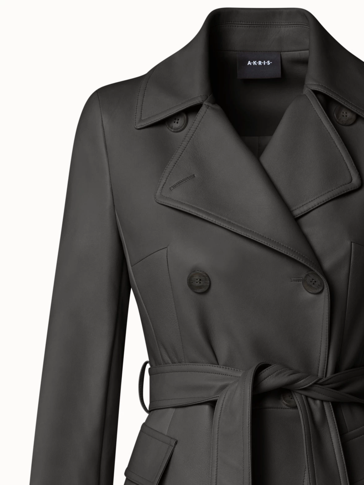 AKRIS Double-Breasted Lambskin Leather Jacket - Image 4