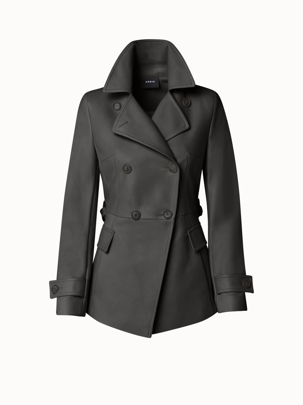 AKRIS Double-Breasted Lambskin Leather Jacket - Image 3