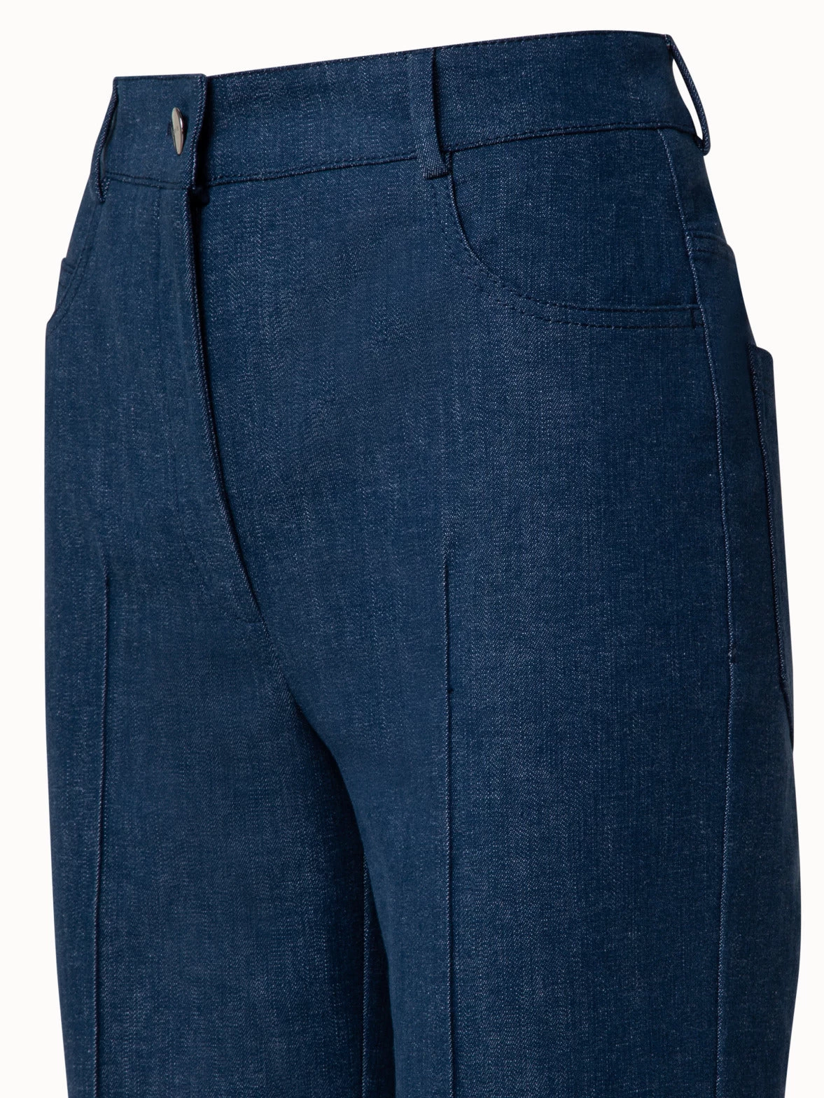 AKRIS Stretch Denim Cropped Straight Leg Pants - Image 4