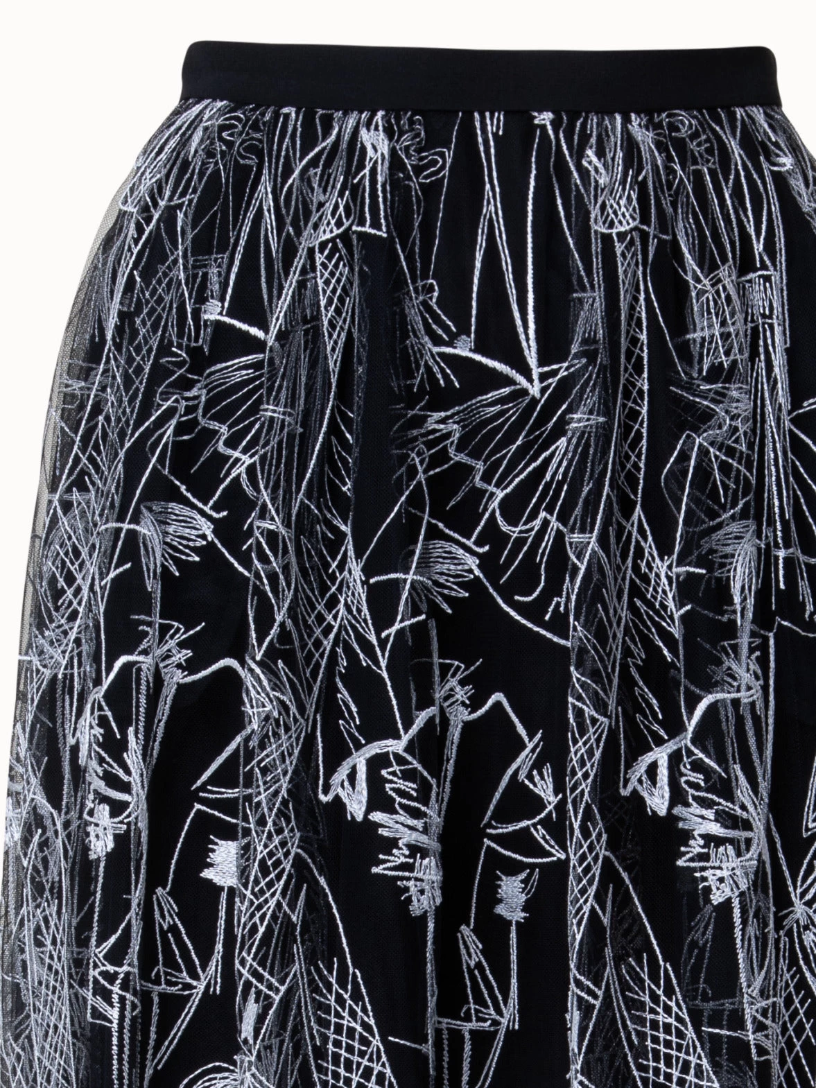 AKRIS Techno Tulle Long Skirt With Croquis Embroidery - Image 5