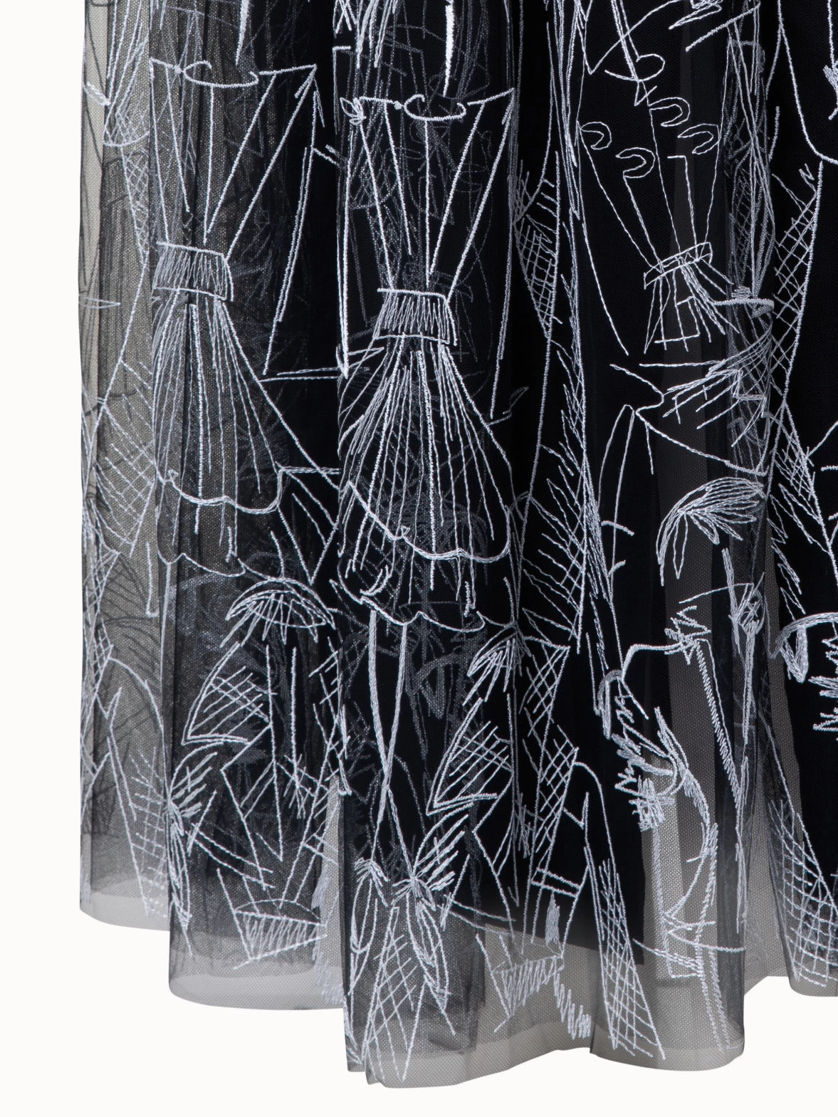 AKRIS Techno Tulle Long Skirt With Croquis Embroidery - Image 6