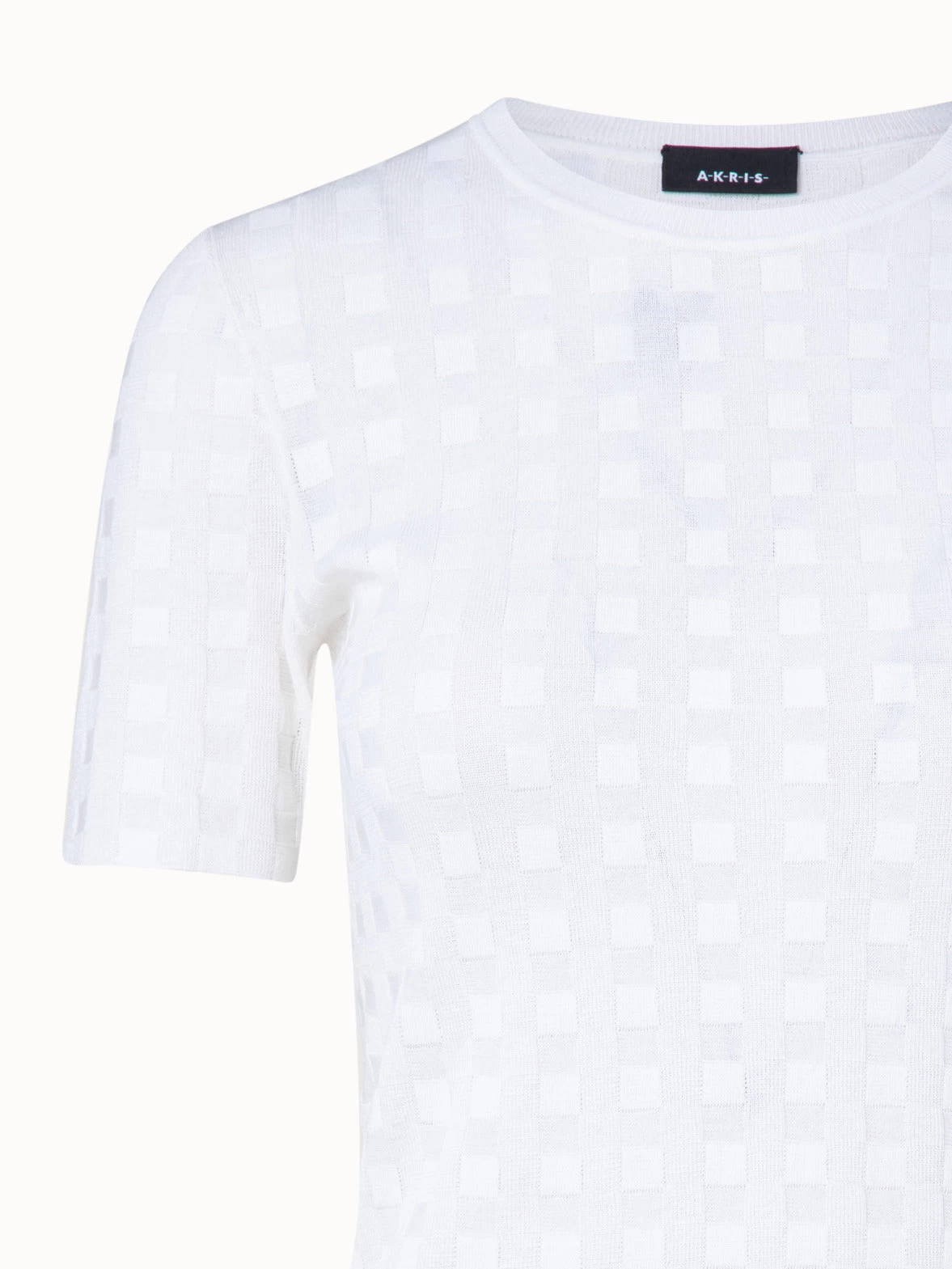 AKRIS Silk Cotton Square Jacquard Knit Pullover - Image 3