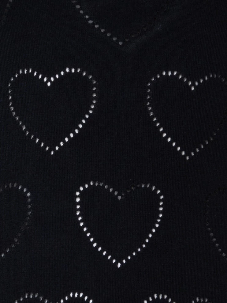 AKRIS Silk Cotton Knit Midi Dress With Hearts Ajouré - Image 5