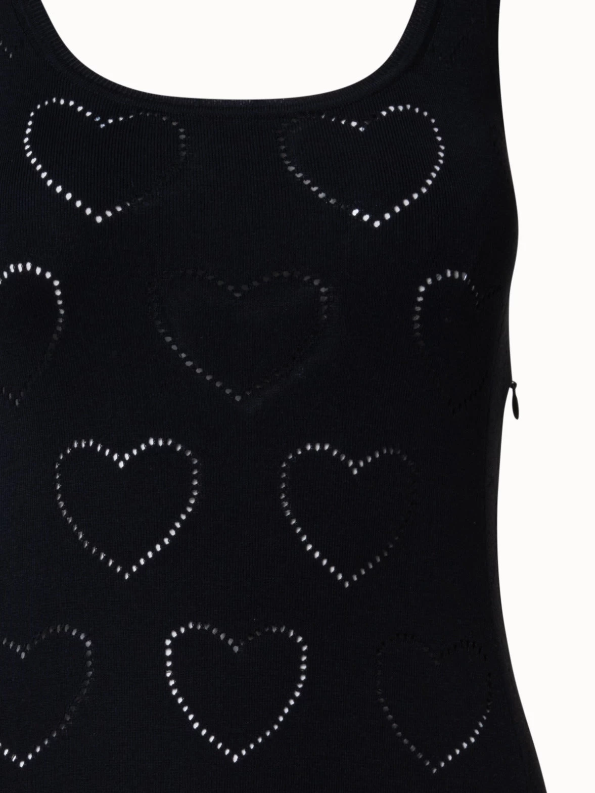 AKRIS Silk Cotton Knit Midi Dress With Hearts Ajouré - Image 3