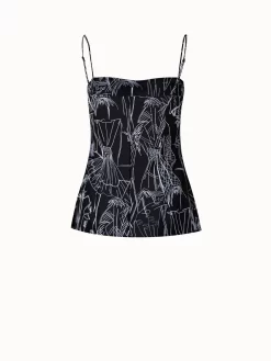 AKRIS Techno Tulle Top With Croquis Embroidery