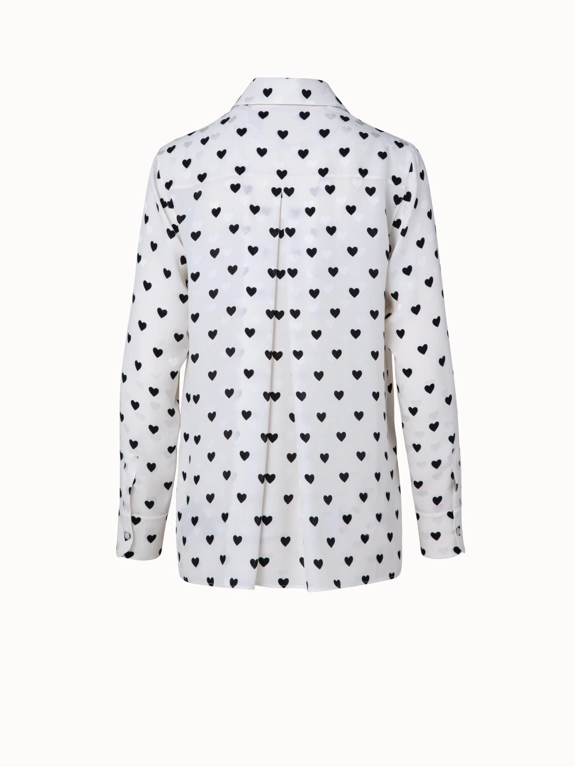 AKRIS Silk Crêpe Tunic Blouse With Hearts Jacquard And Print - Image 2