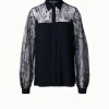 AKRIS Silk Crêpe And Croquis Embroidery Blouse