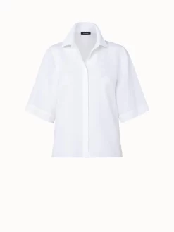 AKRIS Boxy Linen Voile Blouse