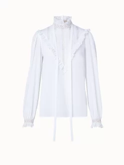 AKRIS Cotton Crêpe And Lace Blouse