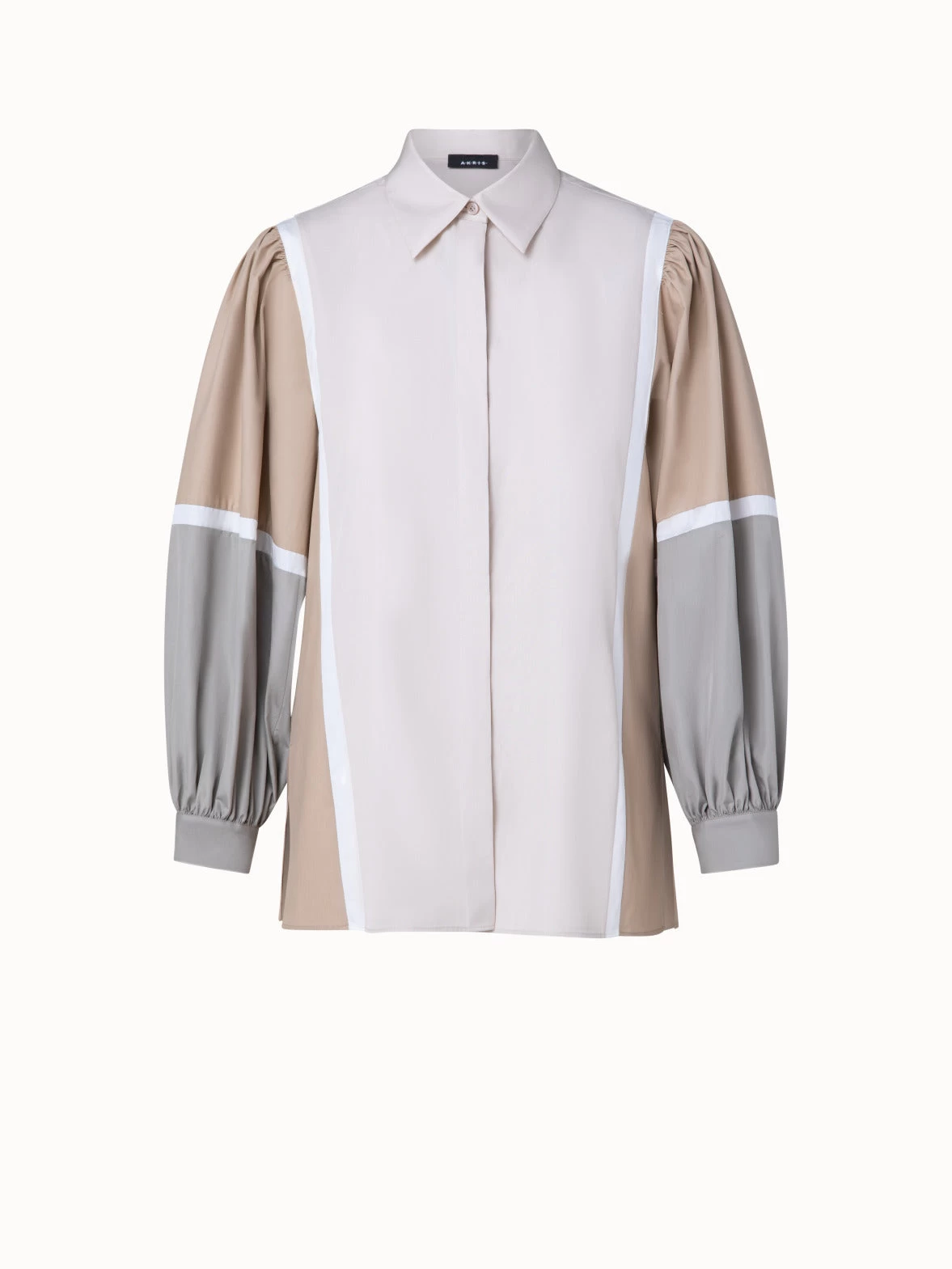 AKRIS Cotton Poplin Colorblock Blouse - Image 3