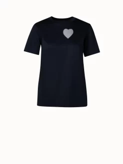 AKRIS T-Shirt With Tulle Heart Insert