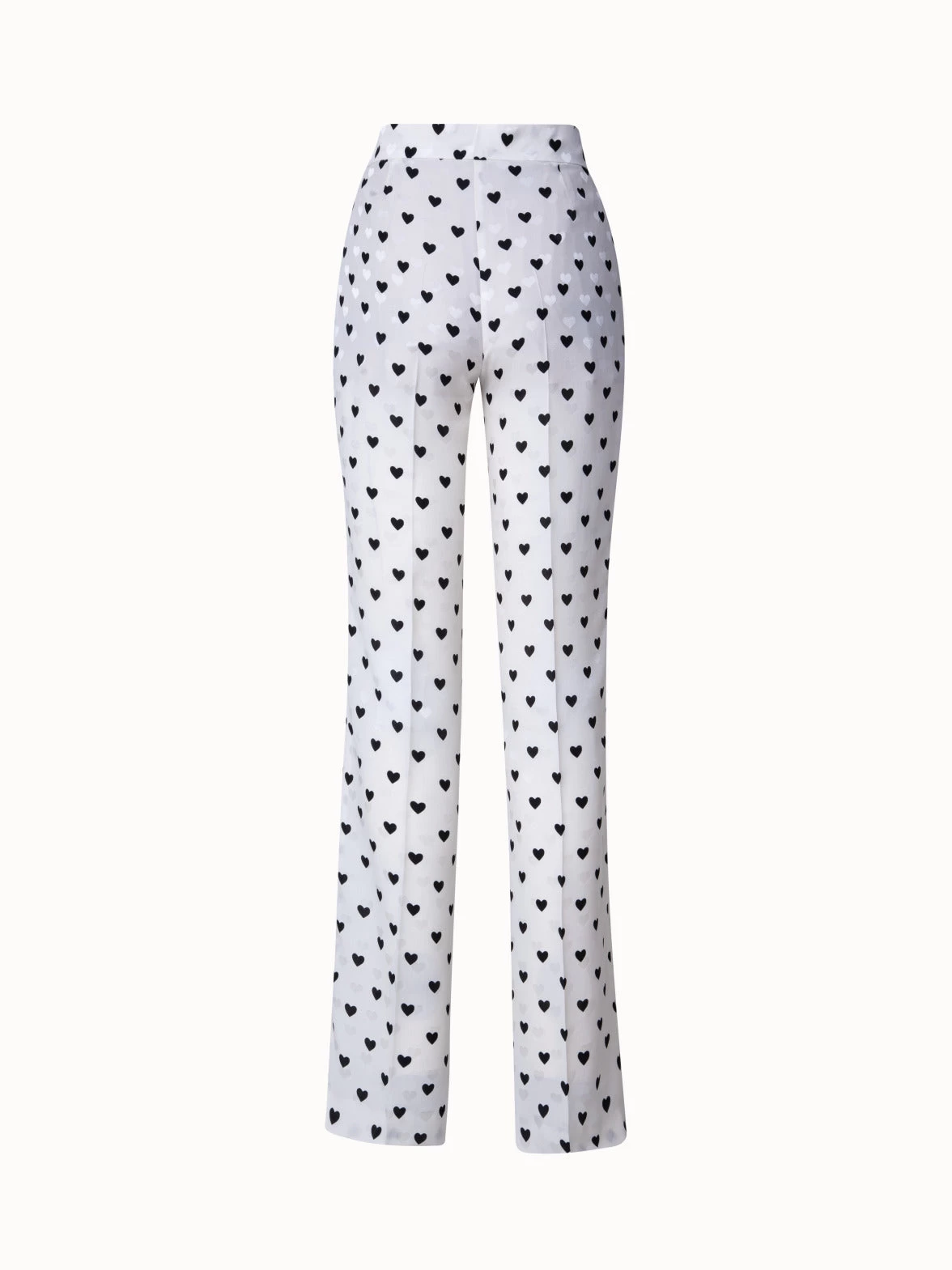 AKRIS Straight Leg Silk Pants With Hearts Jacquard And Druck - Image 2
