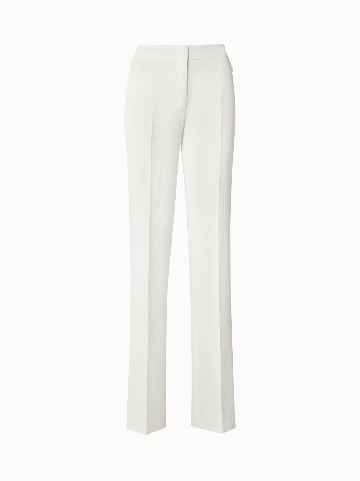 AKRIS Structured Cotton Silk Double-Face Straight Leg Pants