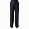 AKRIS Lambskin Pleated Leather Pants