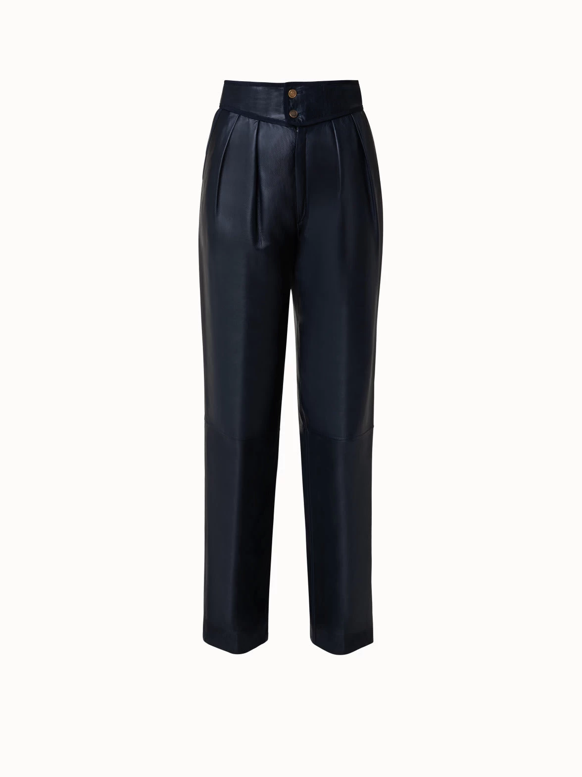 AKRIS Lambskin Pleated Leather Pants