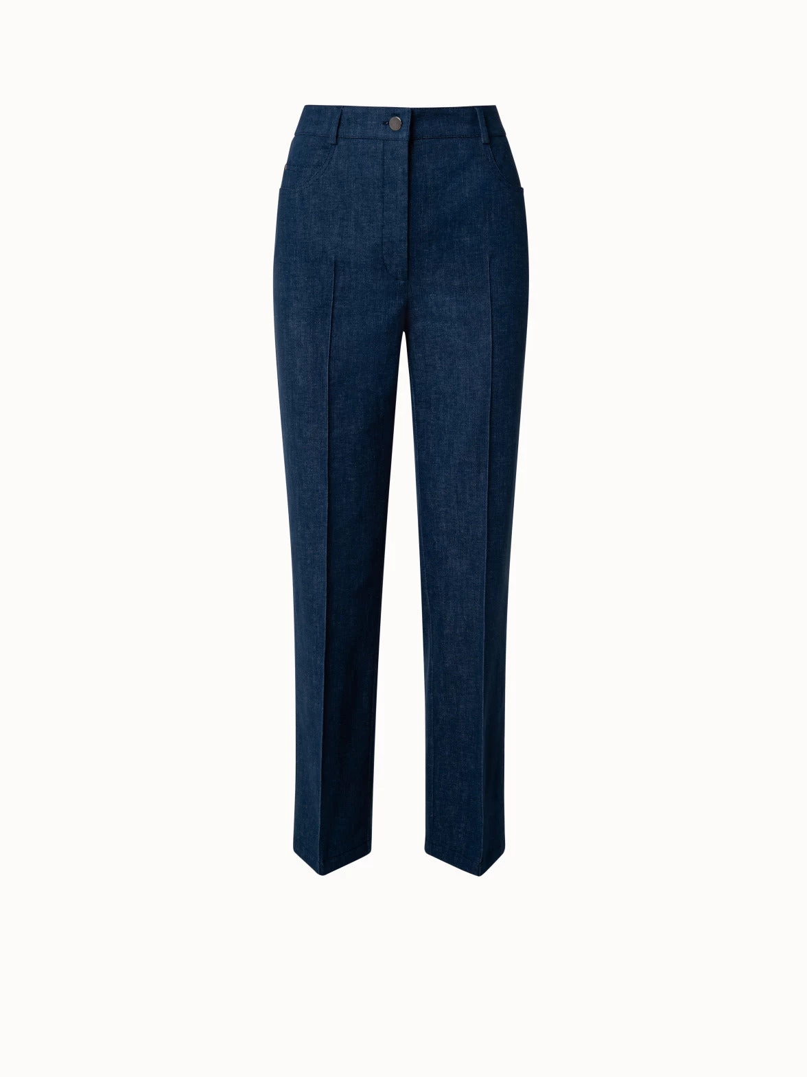 AKRIS Stretch Denim Cropped Straight Leg Pants