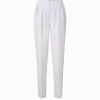 AKRIS Cotton Linen Blend Pleated Tapered Pants