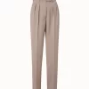AKRIS Wool Gabardine Pleated Tapered Pants