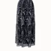 AKRIS Techno Tulle Long Skirt With Croquis Embroidery