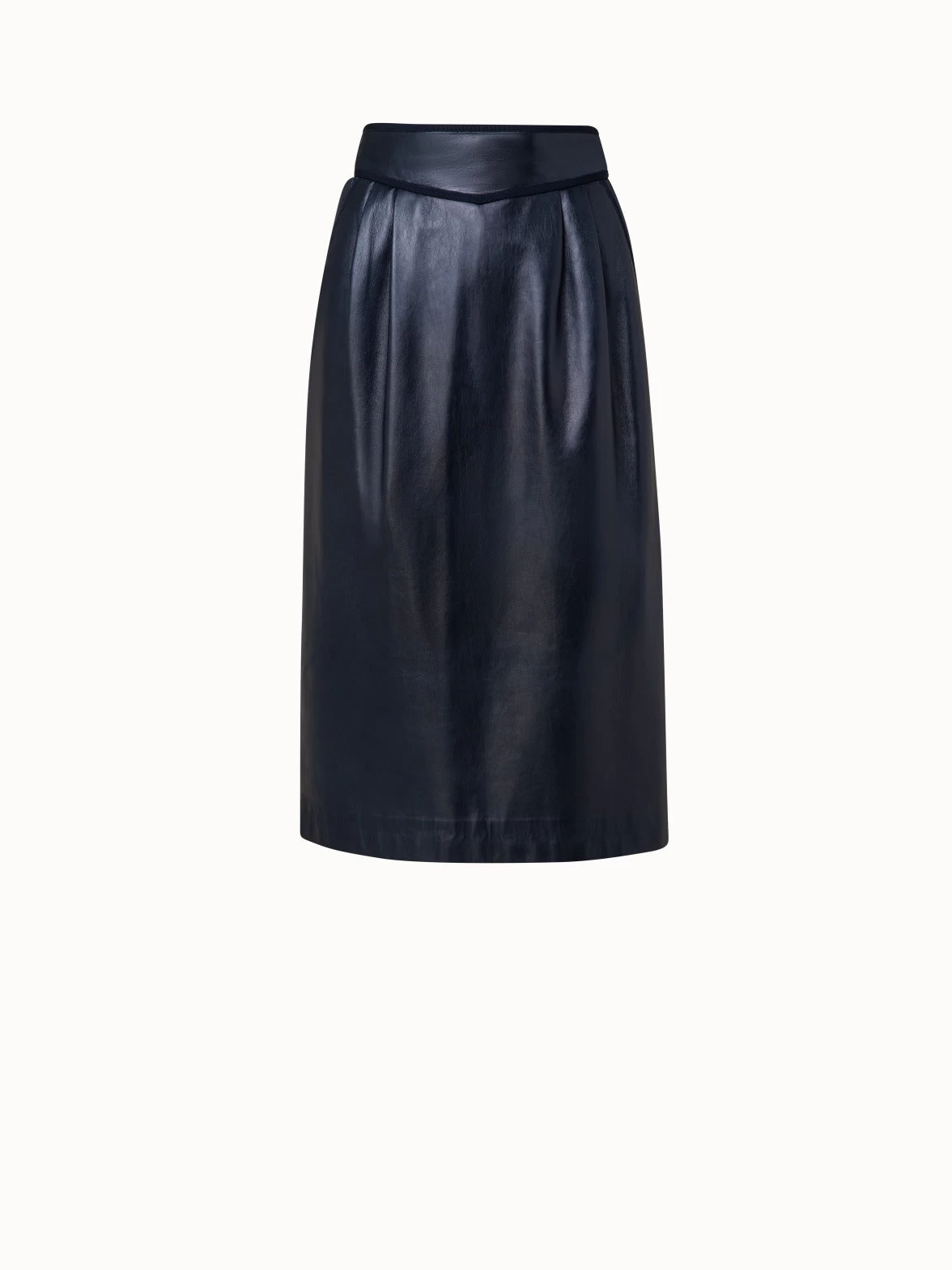 AKRIS Lambskin Leather Midi Skirt