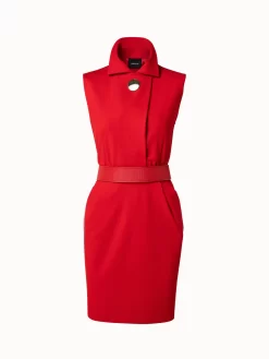 AKRIS Viscose Wool Jersey Dress With Horsehair Belt