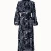 AKRIS Silk Kaftan Dress With Croquis Druck