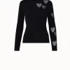AKRIS Silk Stretch Knit Pullover With Transparent Hearts Intarsia