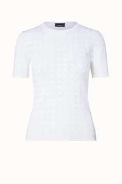 AKRIS Silk Cotton Square Jacquard Knit Pullover