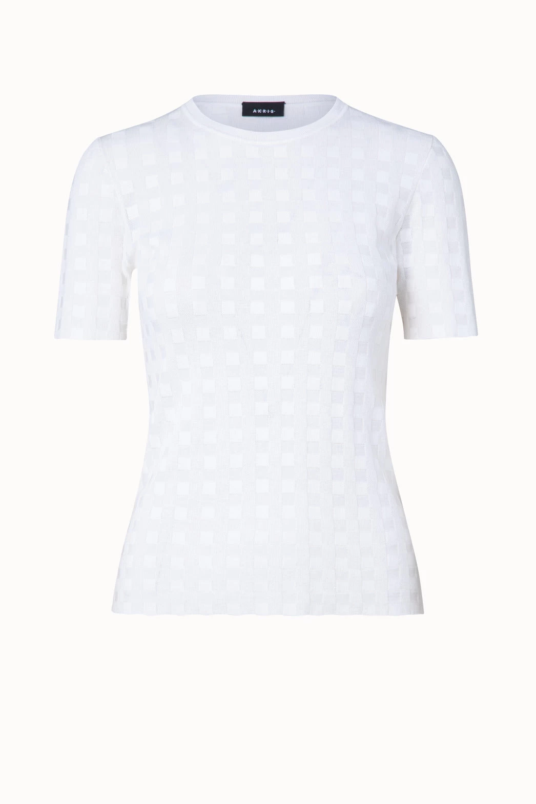 AKRIS Silk Cotton Square Jacquard Knit Pullover