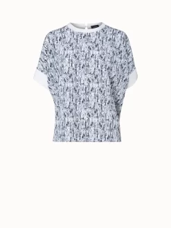 AKRIS Silk Knit Tunic With Croquis Print Crêpe Front