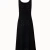 AKRIS Silk Cotton Knit Midi Dress With Hearts Ajouré
