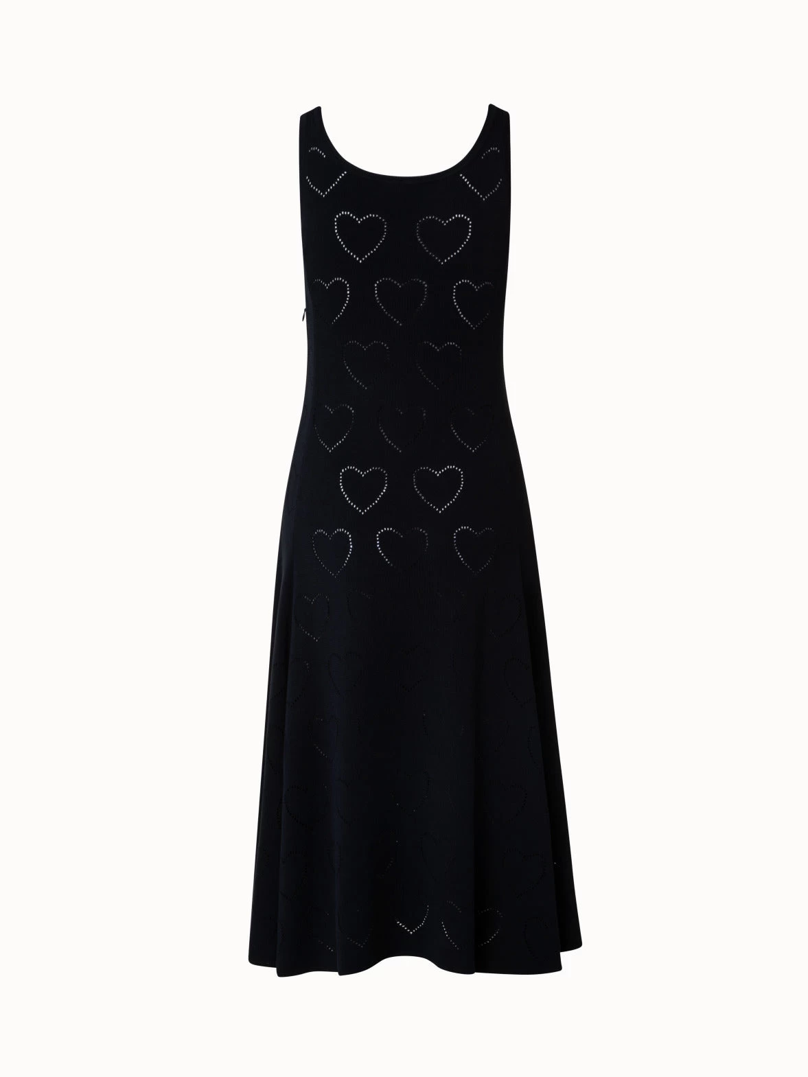 AKRIS Silk Cotton Knit Midi Dress With Hearts Ajouré - Image 6