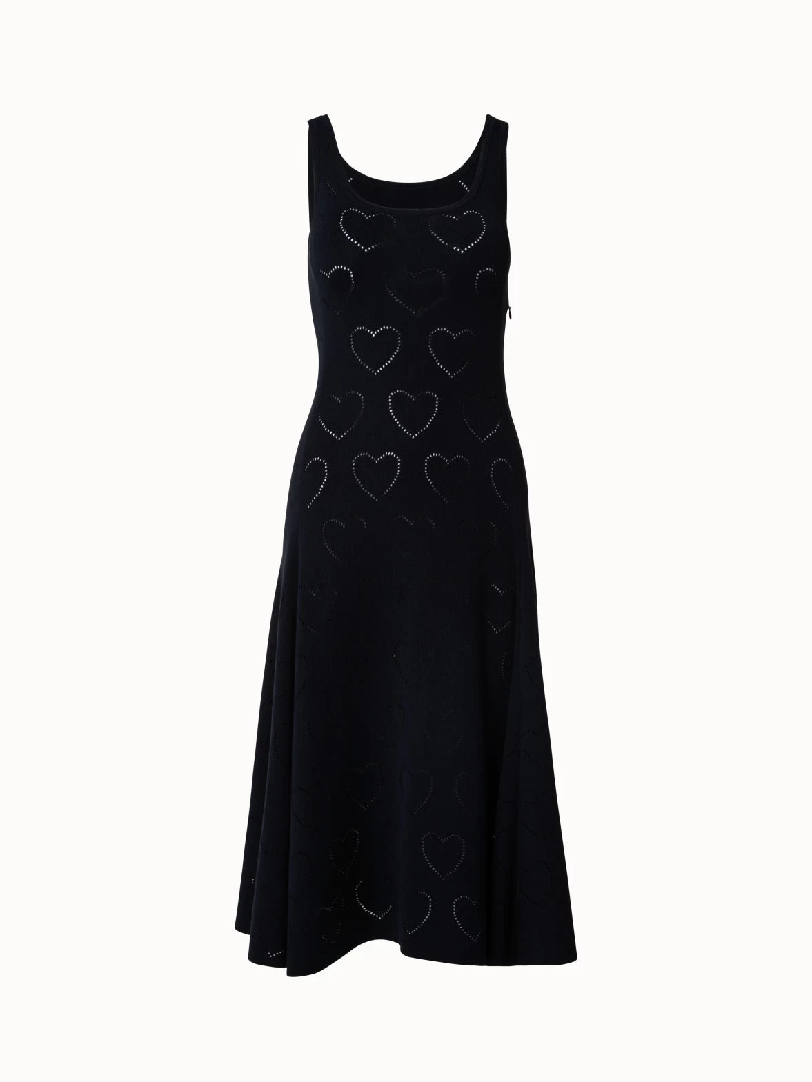 AKRIS Silk Cotton Knit Midi Dress With Hearts Ajouré - Image 2