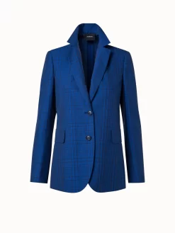 AKRIS Long Cotton Silk Seersucker Jacket