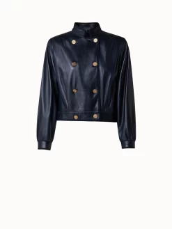 AKRIS Lambskin Double-Breasted Leather Jacket