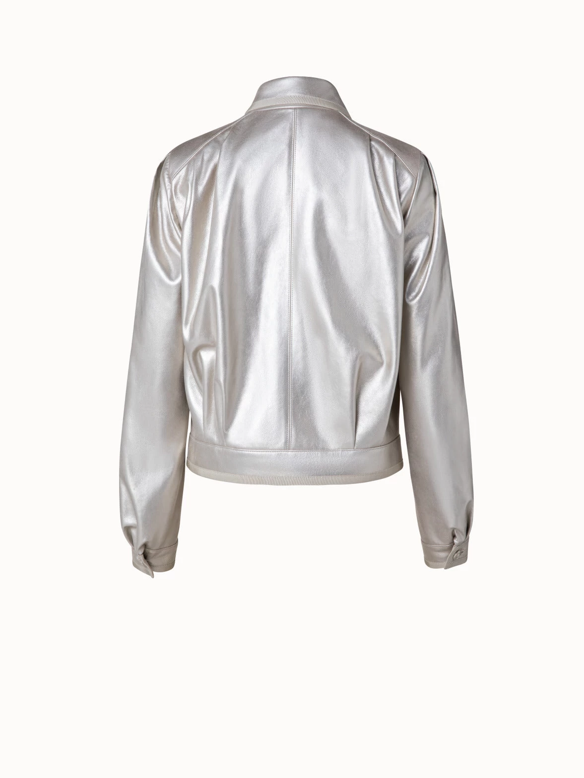 AKRIS Pearlized Lambskin Leather Jacket - Image 3