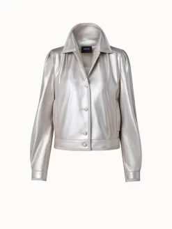 AKRIS Pearlized Lambskin Leather Jacket