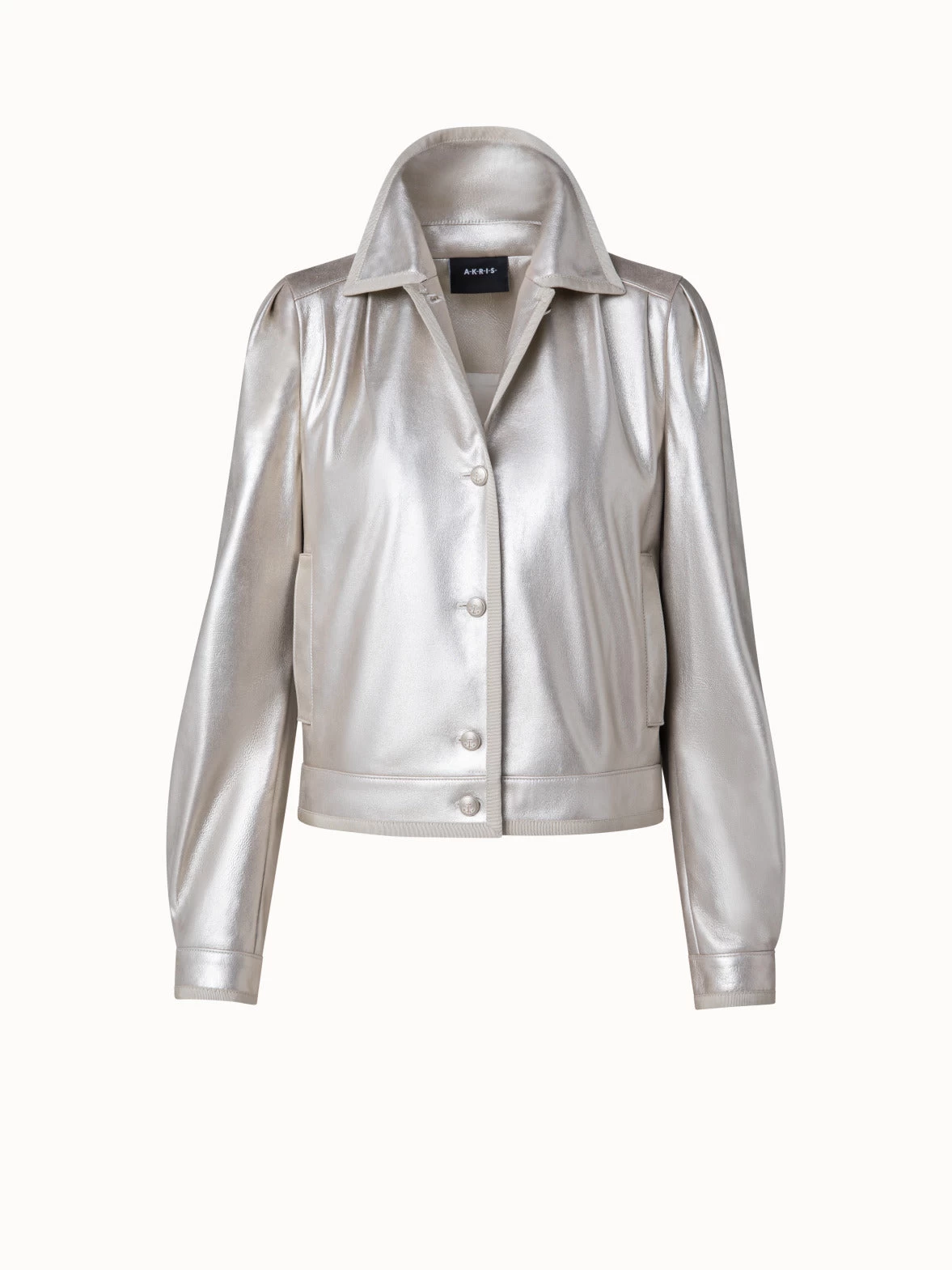AKRIS Pearlized Lambskin Leather Jacket