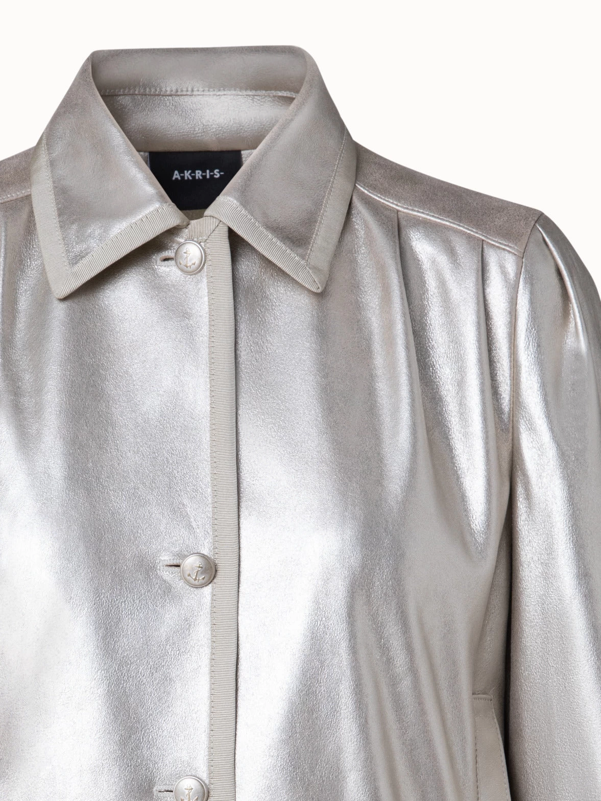 AKRIS Pearlized Lambskin Leather Jacket - Image 5