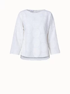 Cotton Batiste Blouse With Circle Loop Embroidery