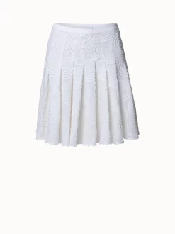 Cotton Batiste Midi Skirt With Circle Loop Embroidery