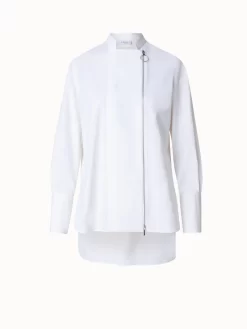 Cotton Popelin Blouse With Asymmetrical Zip