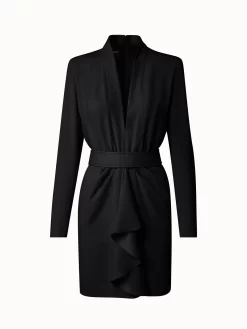 AKRIS Envers Satin Dress With Horsehair Belt