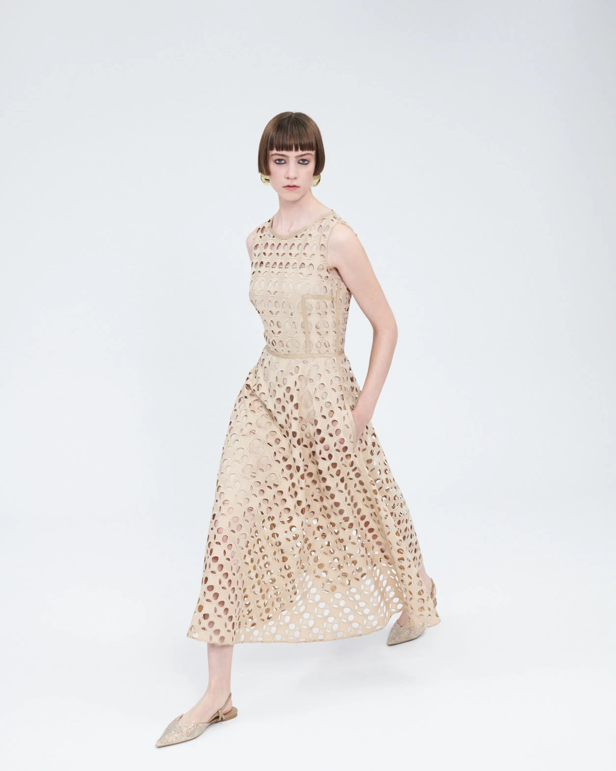 Dot Cut-Out Embroidery Maxi Dress - Image 2