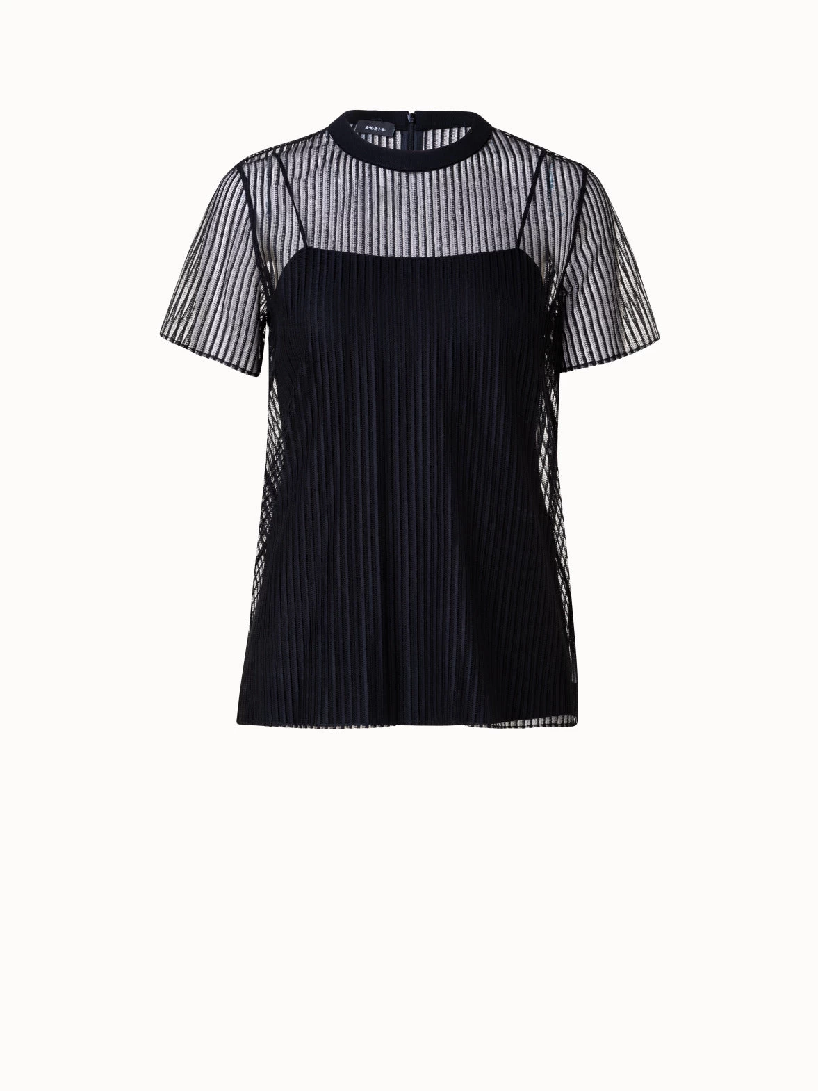 AKRIS Striped Techno Lace Blouse