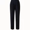 AKRIS Wool Double-Face Pleated Tapered Pants