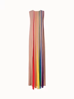 AKRIS Silk Georgette Gown With Multicolor Pleats